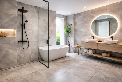 Großformatfliesen – moderne Eleganz für Bad & Wohnraum